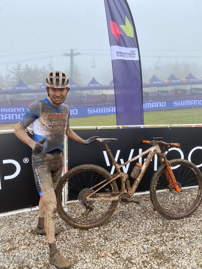 Leonaso Paez subito dopo l'arrivo della Marathon UCI di Snowshoe